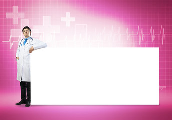 Doctor with banner