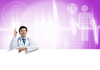 Doctor with banner