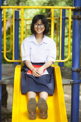 Portrait schoolgirl smiling a happy.