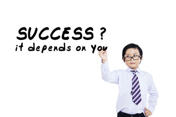 Little businessman write on whiteboard 2