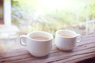 twin coffee cup and tea cup