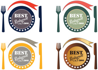 Vector promo label of best restaurant award in the town.