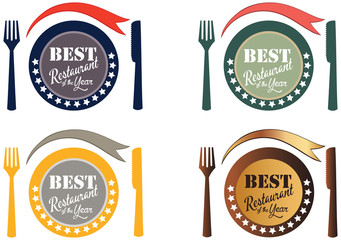Vector promo label of best restaurant award of the year.
