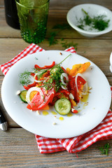 Fresh diet salad with onions and peppers