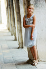 Portrait of fashion girl in Venice, Italy