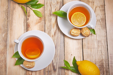 Cup of tea with lemon