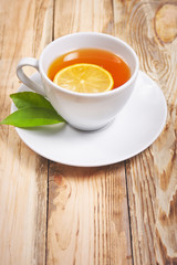 Cup of tea with lemon