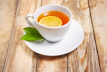 Cup of tea with lemon