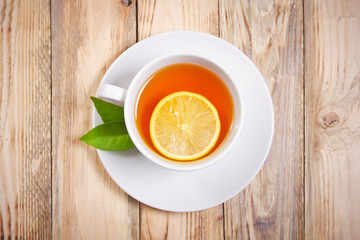 Cup of tea with lemon