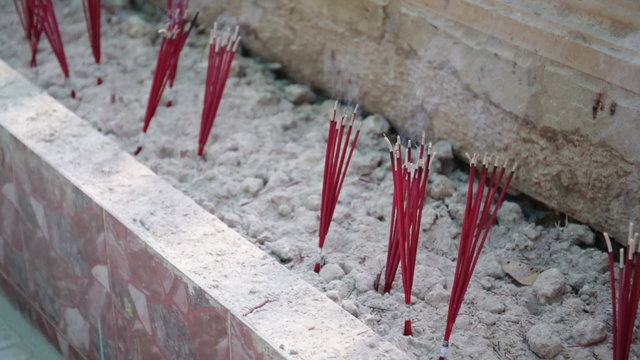 incense smoke in thai temple