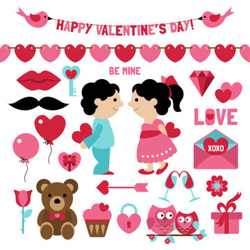 Valentine's day clip art set and elements for design