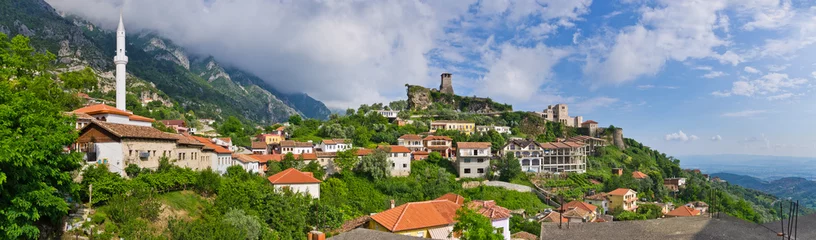 Cercles muraux Château Scène avec le château de Kruja près de Tirana, Albanie