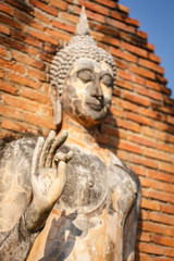 Fototapeta na wymiar Old buddha statue in Sukhothai Historical Park
