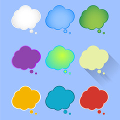 Set of multicolor vector illustration of thought bubbles.