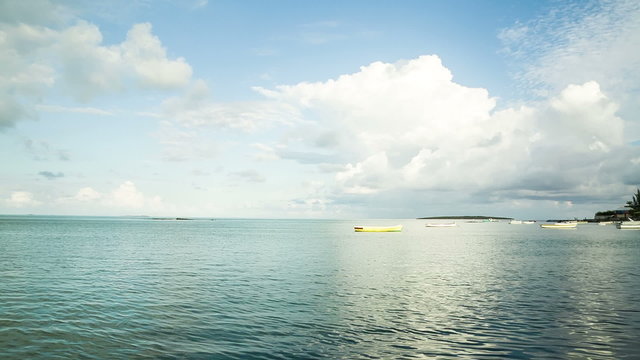 mauritian seaside with fisher boat