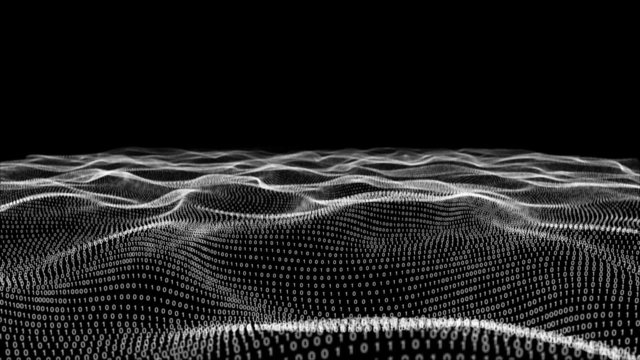 Abstract white technology landscape of binary code on black