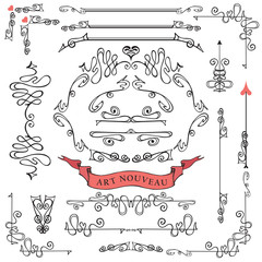 Set of curled calligraphic design elements, Swirling decor