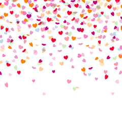 Vector Illustration of a Colorful Background with Heart Confetti
