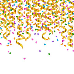 Vector Party Streamers and Colorful Confetti