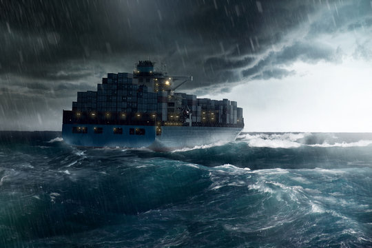 Cargo Ship in a Storm
