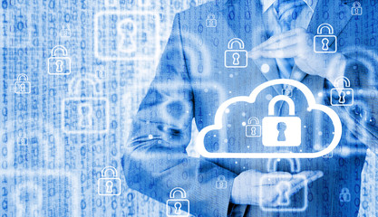 Protect cloud information data concept. Security and safety of