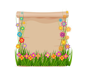 Concept grass of spring with blank paper
