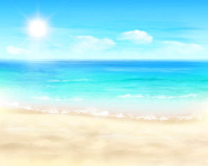 Sunny beach. Vector Illustration.