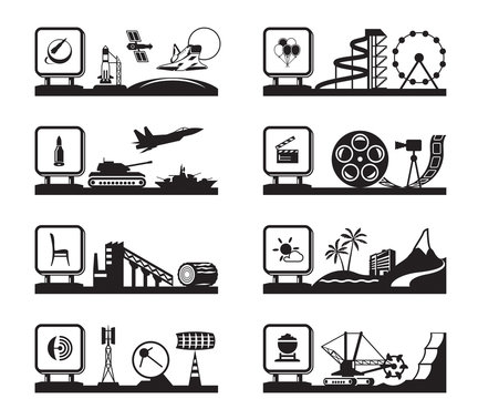 Various industries with logos - vector illustration