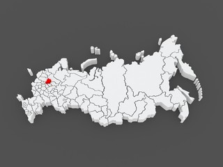 Map of the Russian Federation. Yaroslavl region.