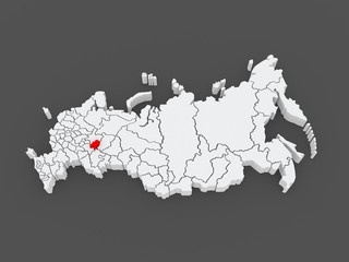Map of the Russian Federation. Republic of Udmurtia.