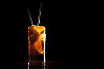 Cuba libre cocktail in a tall glass