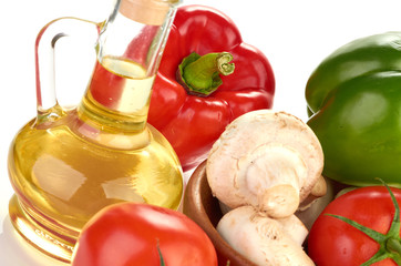 Fresh vegetables and mushrooms