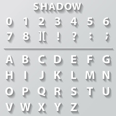 Flat font with long shadow effect. Vector illustration.