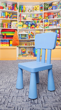 Chair and shelf with toys