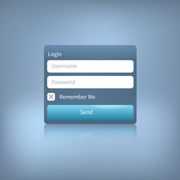 vector web login panel with button on blue background