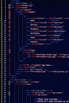 website development - programming code on computer screen