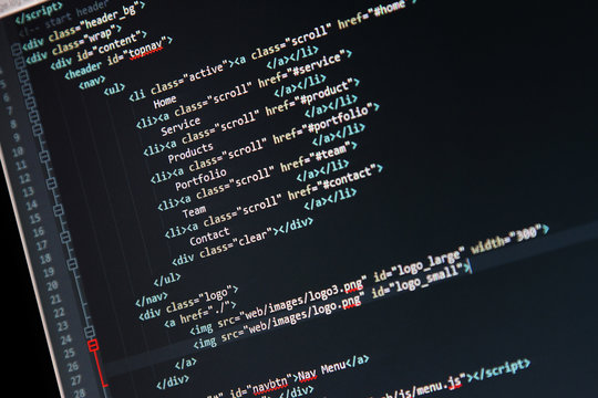 website development - programming code on computer screen