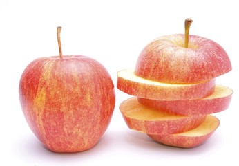 Red apples on white background