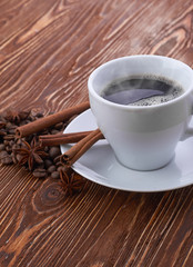 coffee cup with space on the wooden table