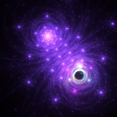 Dark violet fractal galaxies, digital artwork
