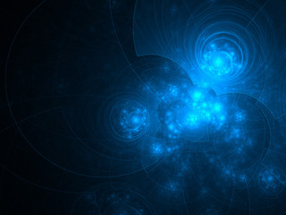 Blue floral fractal pattern, digital artwork
