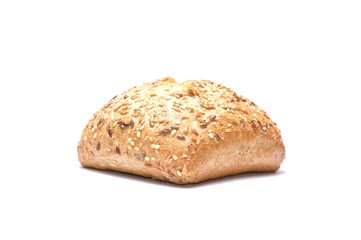 Bread with seeds on white background