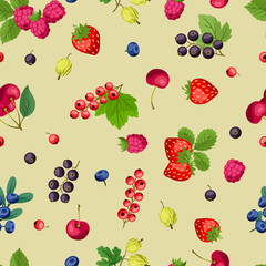 Seamless nature pattern with berries.