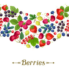 Seamless nature pattern with berries.
