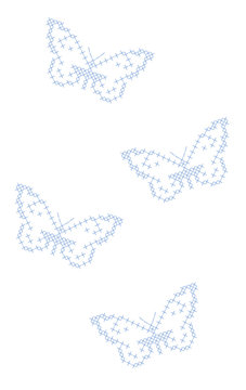 Butterflies criss-cross stitch embroidery