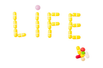 Life word made with pills