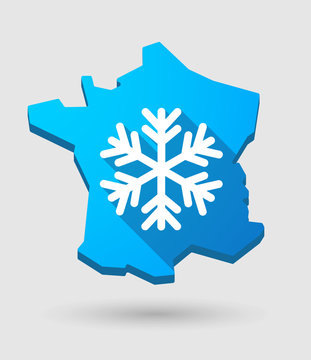 France map icon with a snow flake