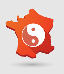France map icon with a ying yang sign