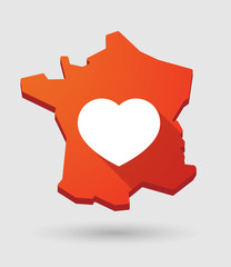 France map icon with a heart