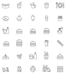 Fast food icon set